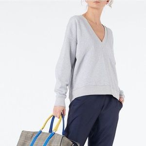 Tibi grey v-neck sweatshirt
